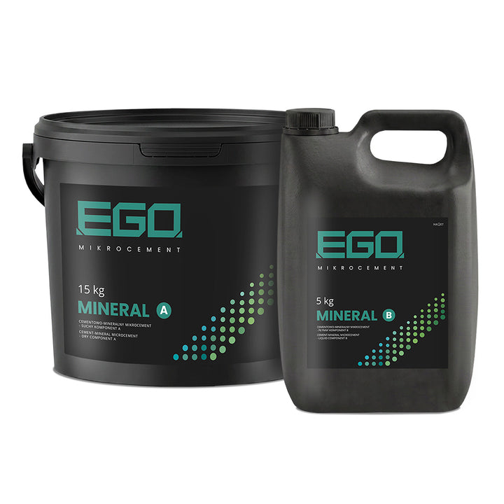 EGO Mineral Mikrocement – Zestaw 20 kg (Sucha masa 15 kg + Polimer 5 kg)